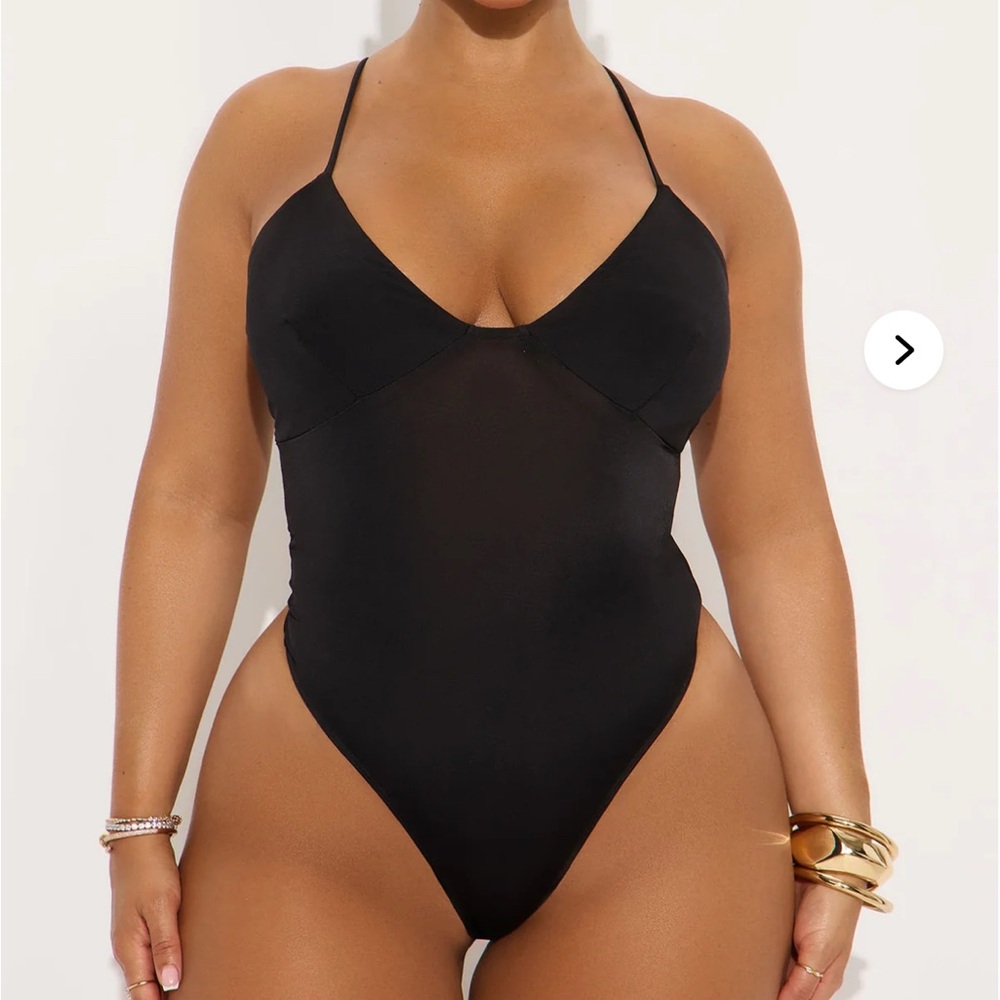 Fashion Nova Step Out Mesh Bodysuit - Black